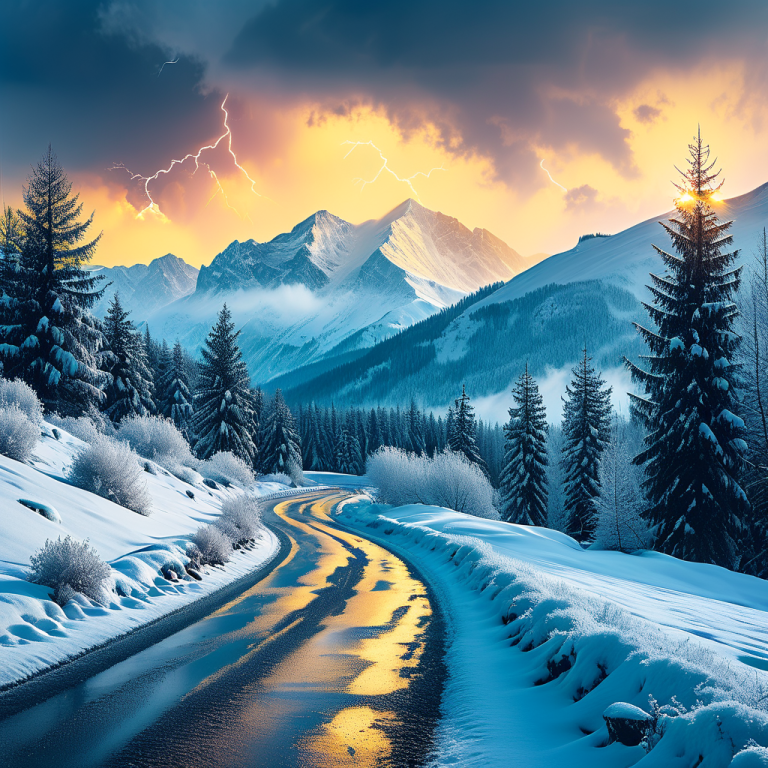 Winterliche Bedingungen in den Alpen mit Schneefall bis ins Flachland