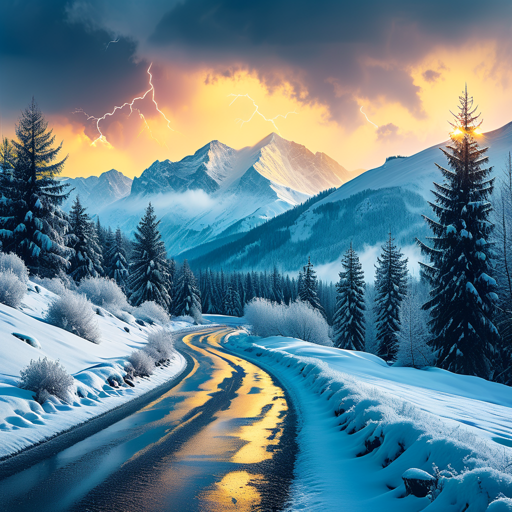 Winterliche Bedingungen in den Alpen mit Schneefall bis ins Flachland