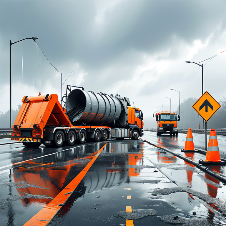 Schwerer Verkehrsunfall auf Autobahn in der Region Zürich: Anhänger mit Bagger kippt um