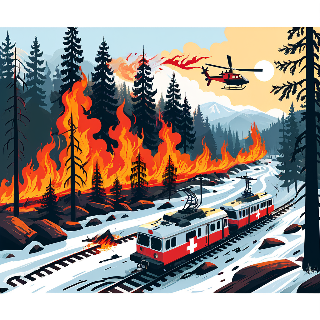 Ausbruch eines Waldbrandes im Puschlav: Einsatz von sechs Helikoptern und Sperrung der Bahnstrecke nach Tirano