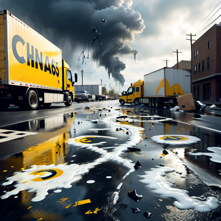 Lieferwagen verliert Chemikalien nach Unfall mit betrunkener Fahrerin