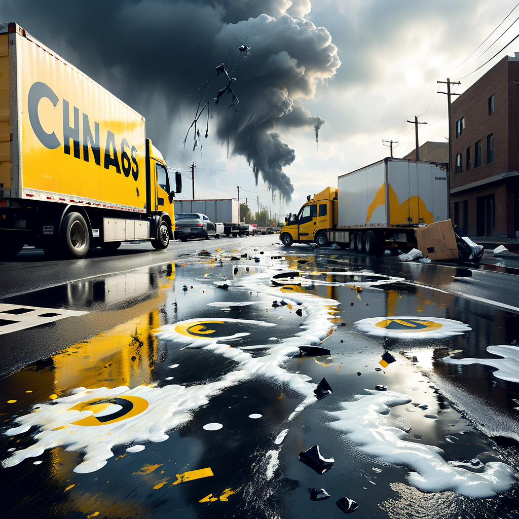 Lieferwagen verliert Chemikalien nach Unfall mit betrunkener Fahrerin