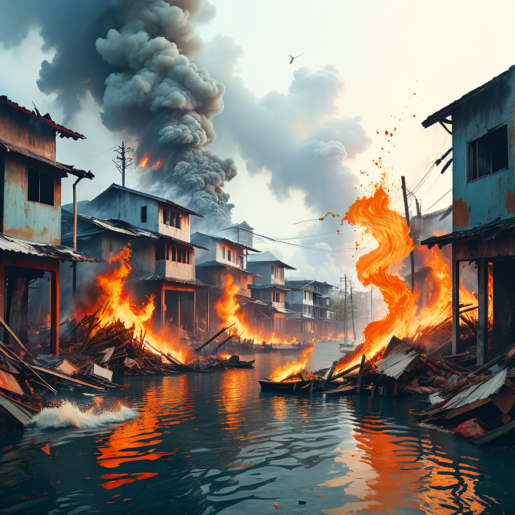 Massives Feuer in Malaysia zerstört Küstenstadtteil mit tausenden Häusern