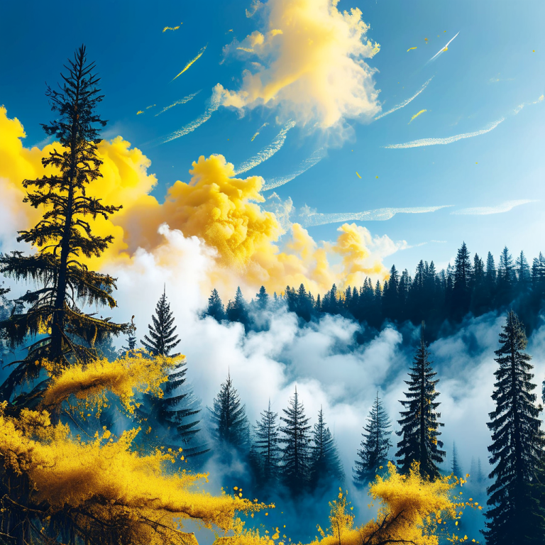 Gelbe Staubwolken aus Pollen
