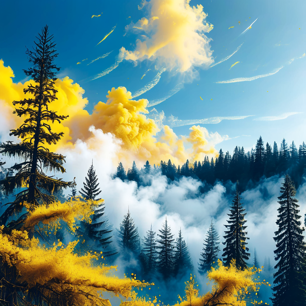 Gelbe Staubwolken aus Pollen